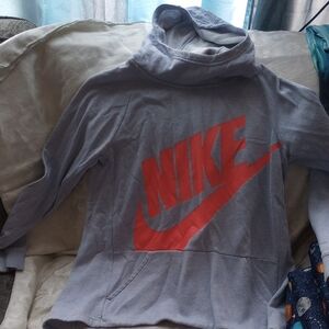 Nike Gray Hoodie with Red Logo